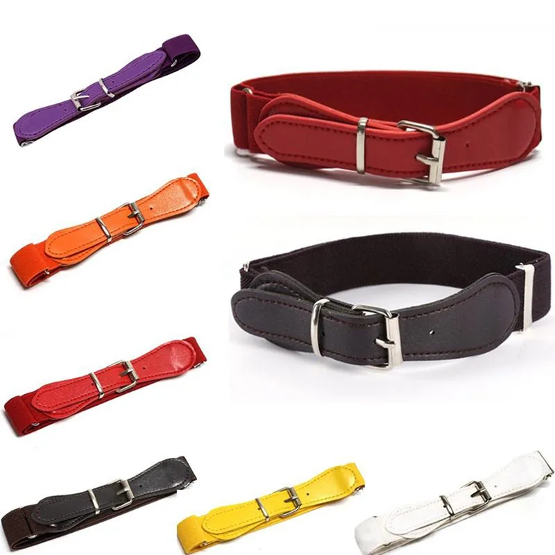 

Children Belts Buckle Kids Jeans Pants Elastic Belt Stretch Adjustable For Toddler Boys Girls Fashion Waistband Candy Color