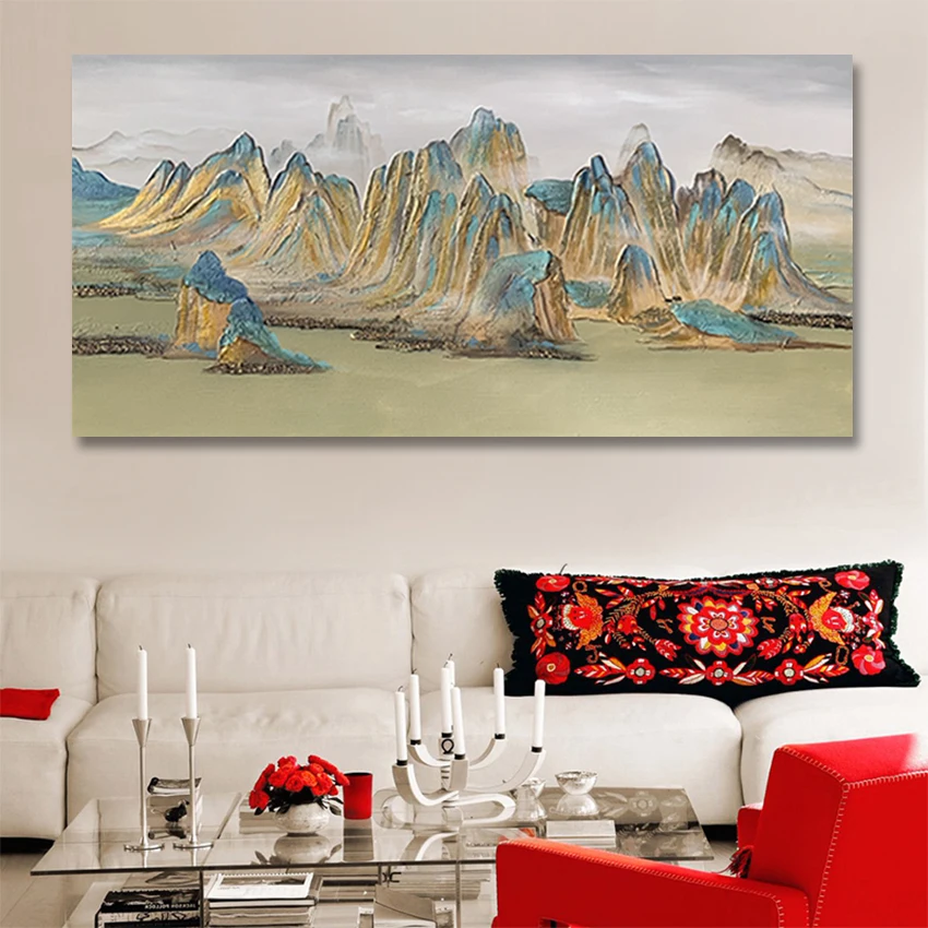 

Pure Handmade Abstract Beautiful Mountains Scenery Oil Paintings Wall Picture Art Canvas Office Home Decorative Unframed