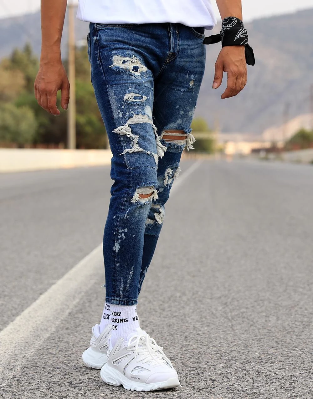 Mens Jeans Paint Splatter