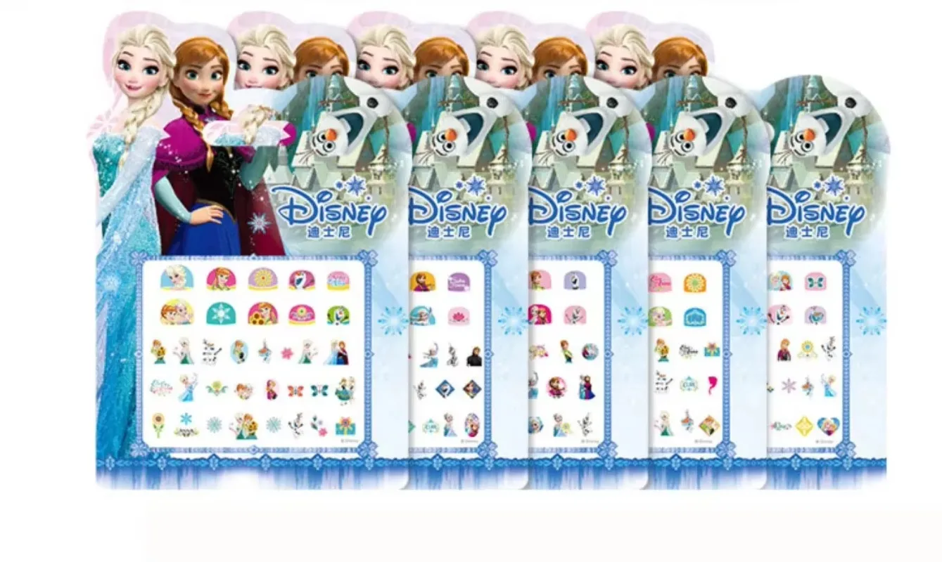 Disney Frozen Princess Elsa Anna Makeup Nail Stickers Toy Snow White Sophia Mickey Minnie 3D Cartoon Stickers Kids Birthday Gift