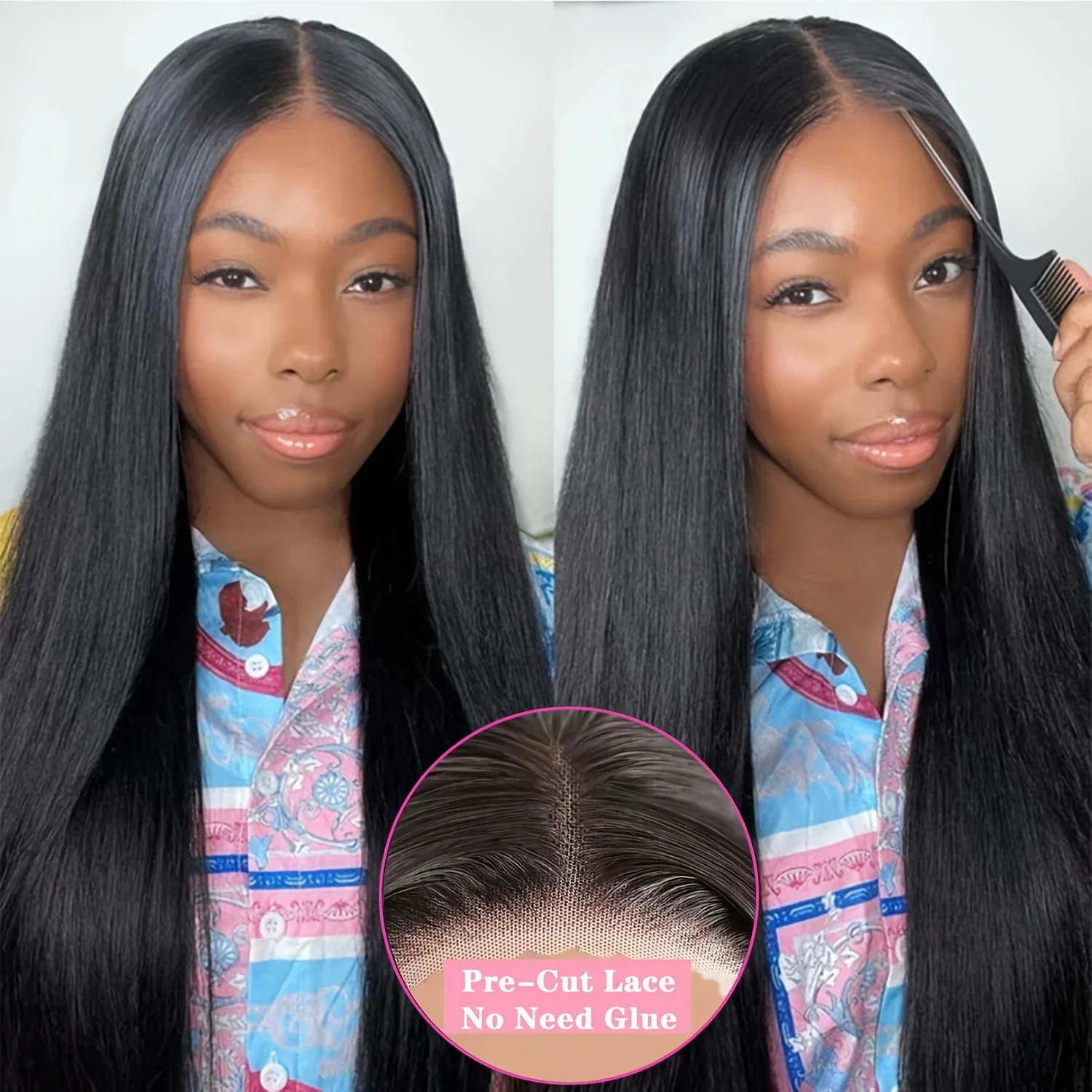 

4x4 5x5 Closure Straight Wig Glueless Wig Human Hair Ready To Wear Pre Cut Plucked Straight Hd Lace Frontal Wig