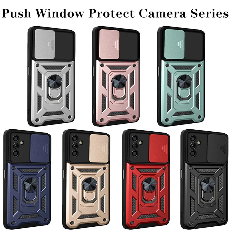 M54 M 54 5G Sm-M546B/Ds Custodia Scorrevole Push Window Obiettivo Della Fotocamera Proteggi L'Anello Kicstand Funda Per Samsung Galaxy M54 M14 M 14 5G