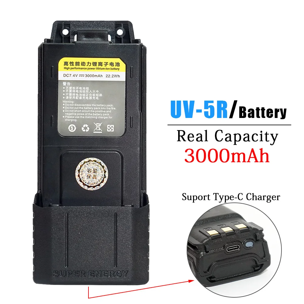 BAOFENG UV-5R Battery For Pofung UV5RA UV-5RE DM-5R Plus BF-F8 RT-5R Walkie Talkie BL-5 Battery 3800 Compatible USB 1/2PCS