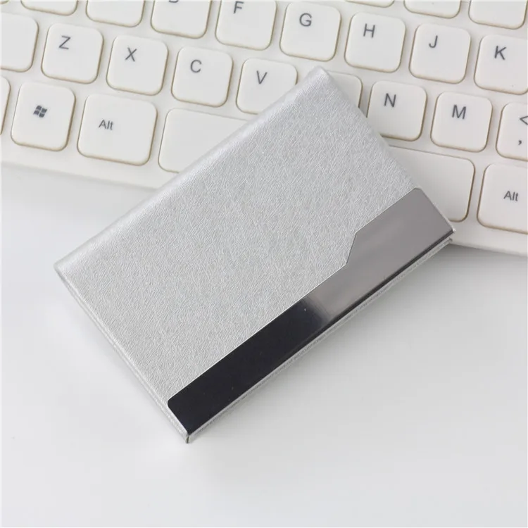 Business Card Holder Stainless Steel PU Leather Metal Business Card Holder Business Simple Fashion Creative Style 5