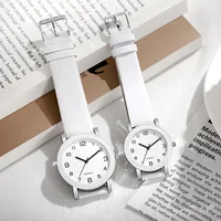 1/2PCS Fashion Couple's Watches Leather Strap Wristwatch Men Women Casual Arabic Dial Quartz Watches (Without Box) - Image 6