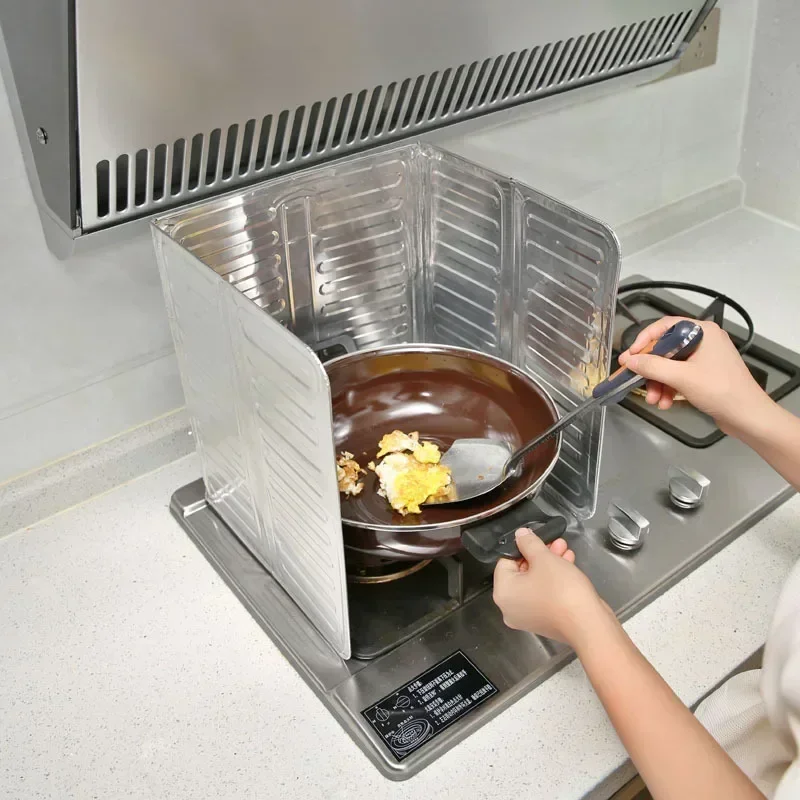 Kitchen Aluminum Foil Oil Splash Guard Splashing Splatter Screen Cooker Against Stove Removal Insulation Board Kitchen Gadgets