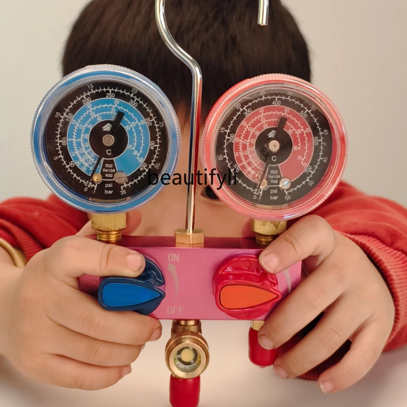 

LBX Car Air Conditioner Mini Refrigerant Fluorometer Snow Type Pressure Gauge Dual Gauge Valve Block