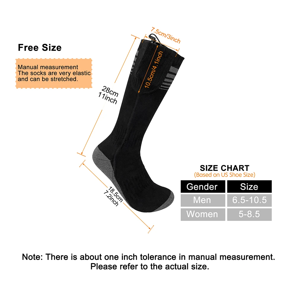 5-1 Pairs Unisex Electric Heating Socks Electric Thermal Socks Breathable Rechargeable Heated Socks Soft Washable for Skiing