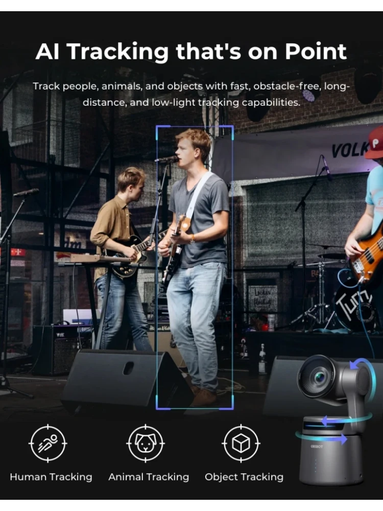 .OBSBOT Tail Air AI NDI Streaming Camera 4K ai Tracking PTZ Camera with APP Gesture Control HDMI/USB-C/Wireless Webcam