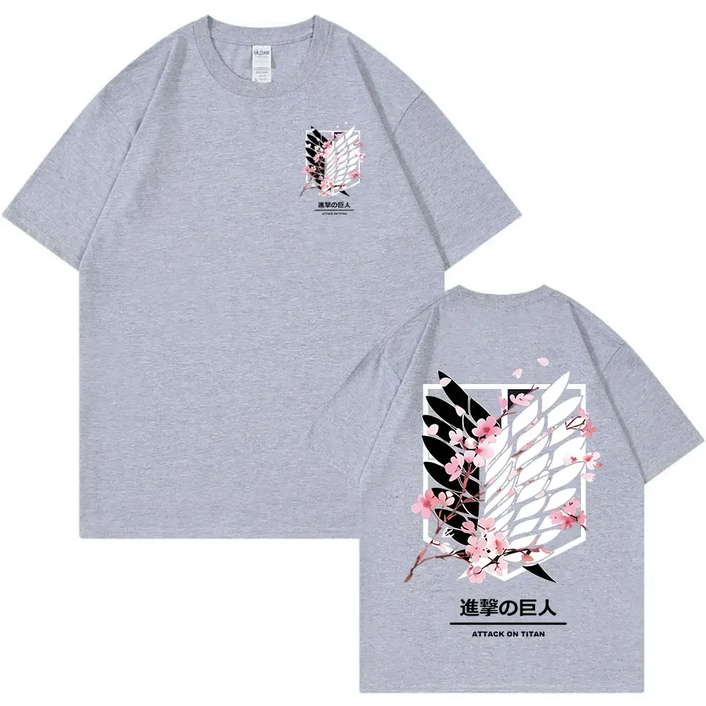 Anime Attack on Titan T-Shirt Ackerman Mikasa Eren Jaeger Cherry Blossom Graphics Tees 5