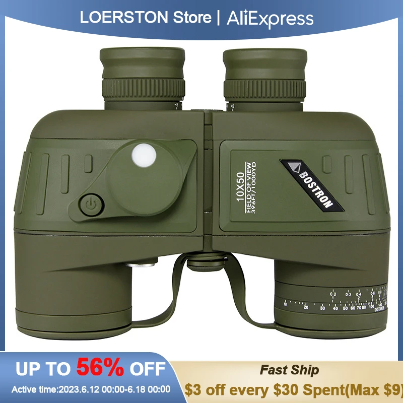 Binoculars HD 10x50 With Compass Rangefinder Professional Waterproof