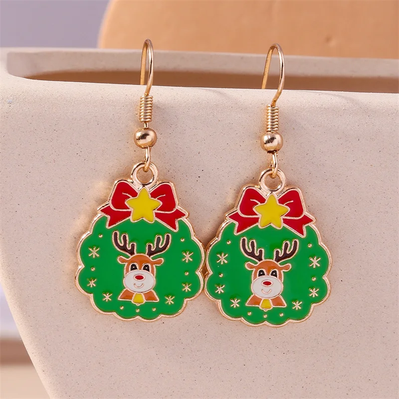 Leslie Neue Weihnachtsohrringe Weihnachtsbaum Weihnachtsmann Hirsch Glocke Schneemann Ohrringe Frohes Neues Jahr Schmuck Geschenke – Detail 12