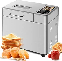 16 in 1 Bread Machine, 2.2LB Stainless Steel Bread Maker with Fruit and Nut Dispenser, Nonstick Ceramic Pan, 3 Crust Colors, 3 L 1