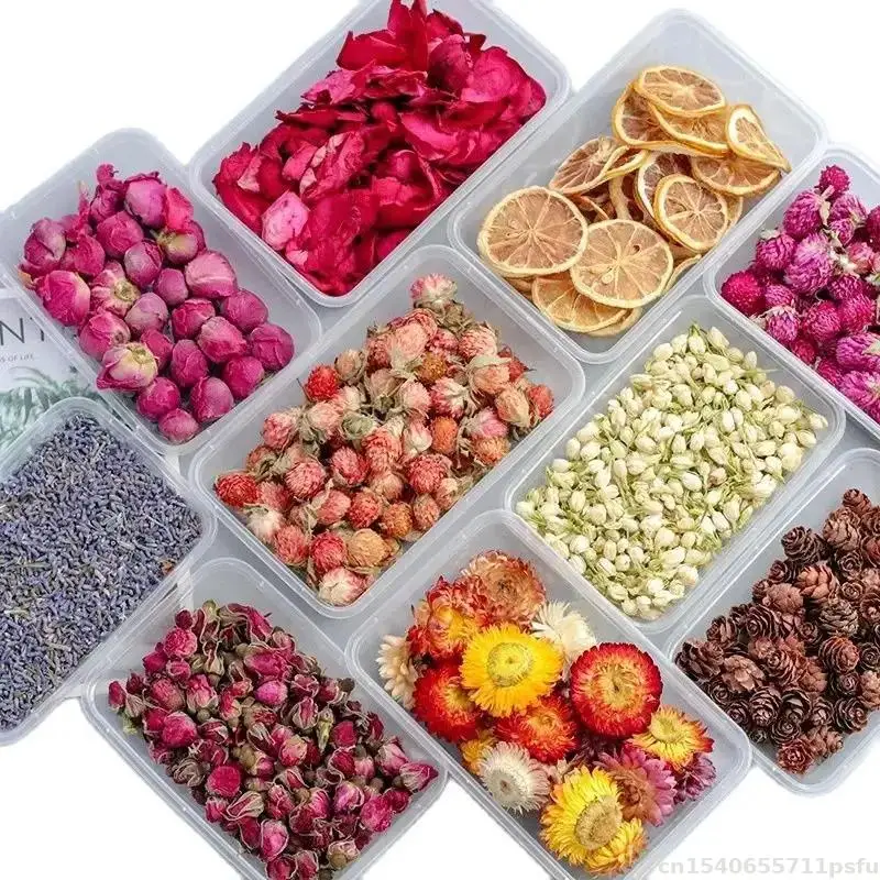 

1 Box Natural Dried Rose Flower Rose Petal Lavender Jasmine Diy Scented Candle Wax Slice Decorative Mix Flower Material Making