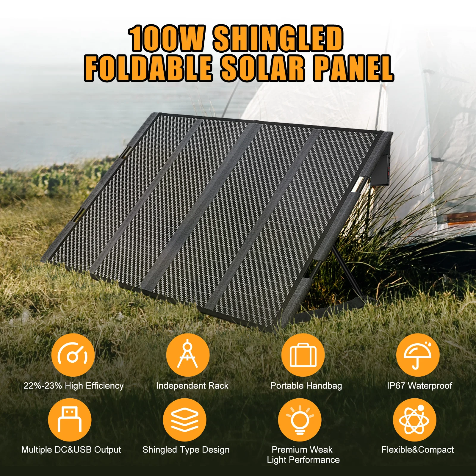 

18V 100W Solar Panel Flexible Foldble Solar Panel Laminated Carbon Fiber Portable For Outdoor Camping Home