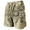 Men's Vintage Beach Shorts Classic Compass 3D Printed Street Hip Hop Men Women Short Pants Breathable Daily Holiday Ice Shorts 1