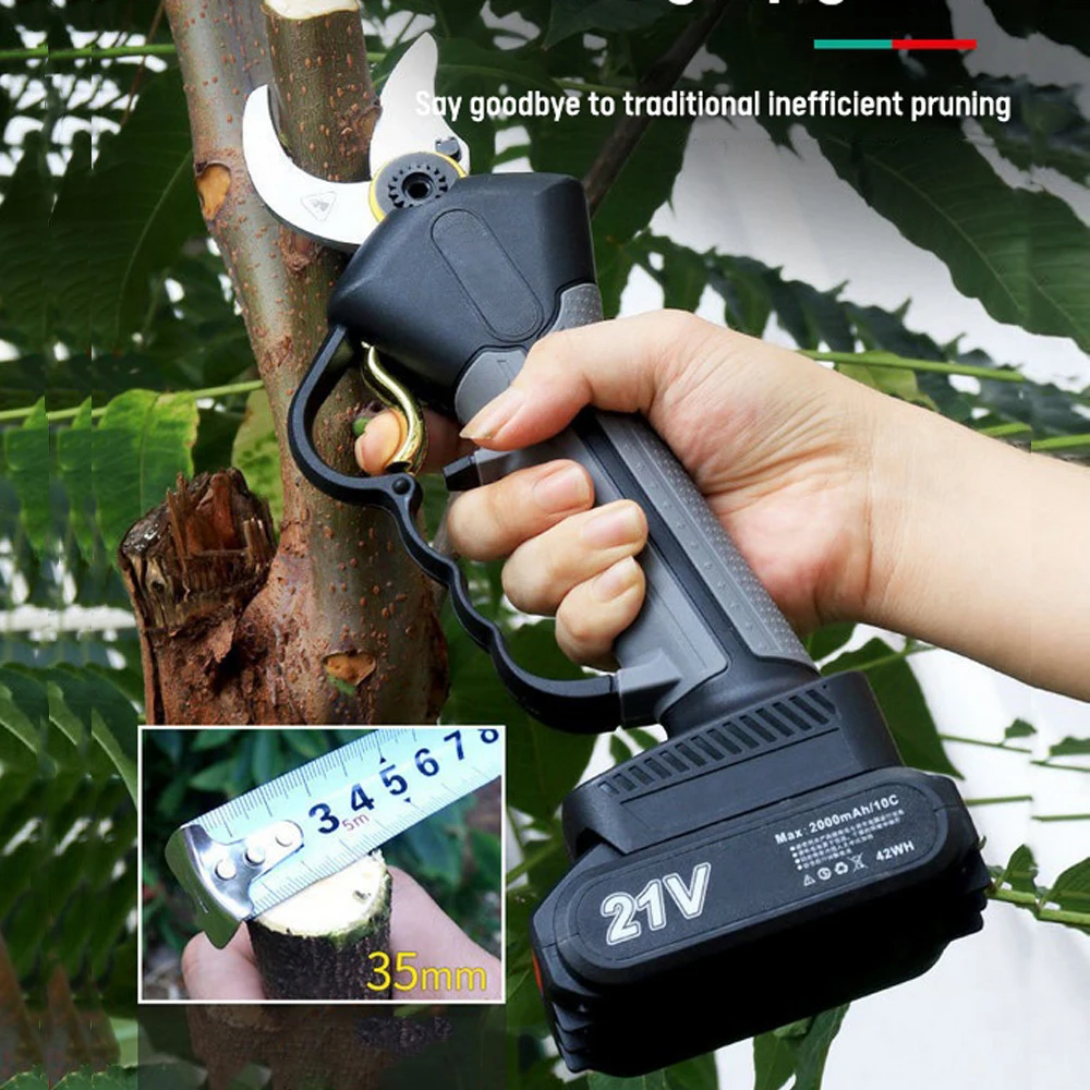 

3.5cm Cordless Electric Pruning Shears Garden Orchard Seedling Pruner Waterproof Rechargeable Battery Pruning Scissors Set