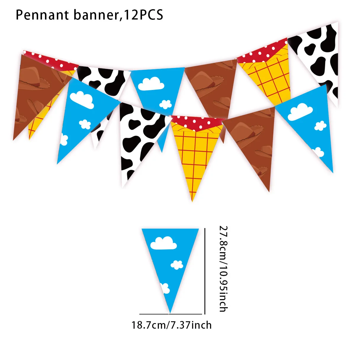 Blue Sky White Clouds cows Banner Party Decorations Story Inspired String Flags Hanging Decorations For Birthday Baby Shower