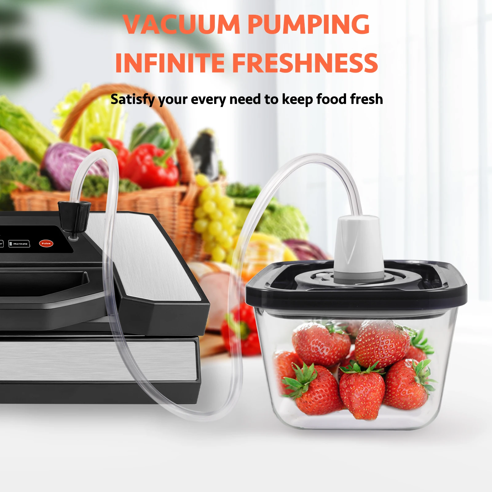Vakumar VH5180  Kitchen Automatic Commercial Household Food Vacuum Sealer Packaging Machine Include 2 rolls Vacuum packed bags 6