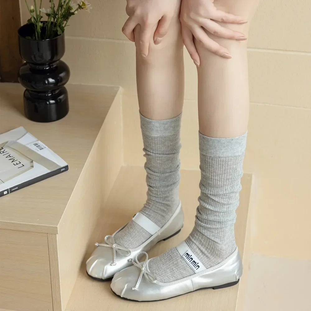 Women Stockings Lolita Long Socks JK Sweet Girls Stocking Japanese Style Solid Color Knee Socks Stockings Female Spring Summer 3