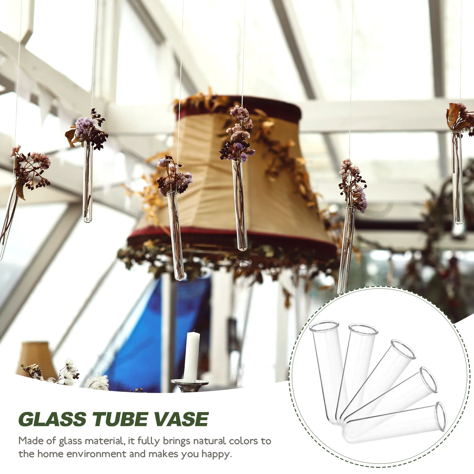 5 Pcs Test Tube Vase Vases Propagation Tubes Convenient Glass Container Hanging Planter Office Transparent 4