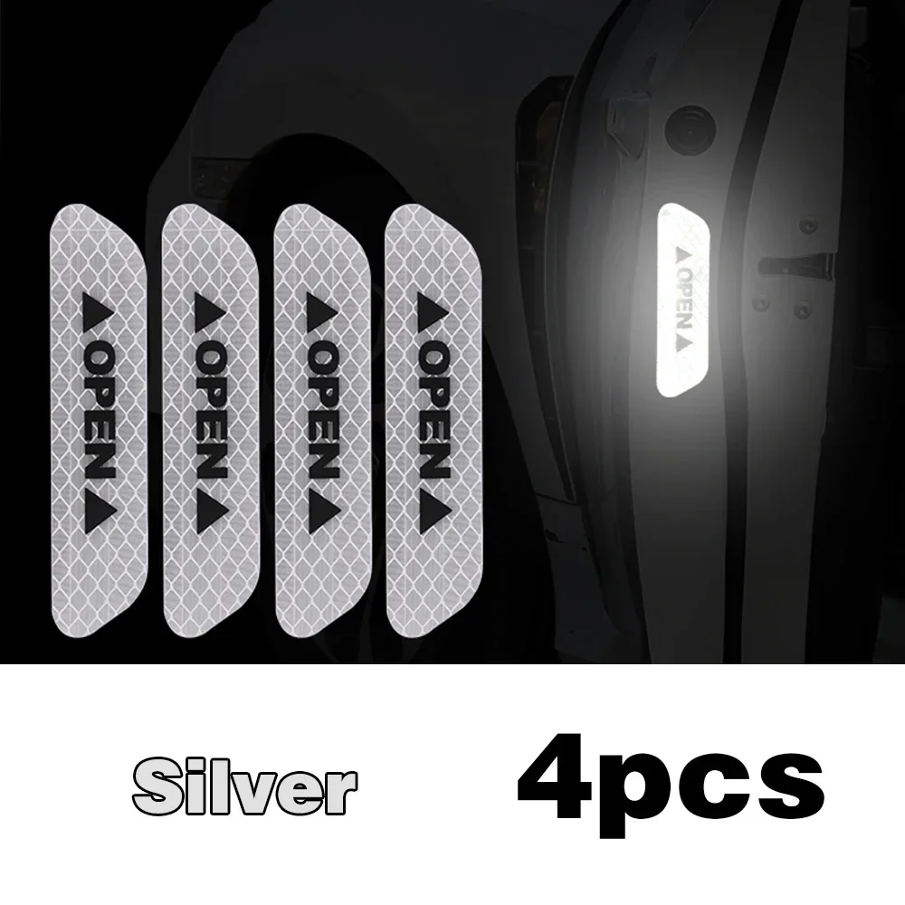4PCS Reflektierende Auto Tür Aufkleber Sicherheit Öffnung Warnung Reflektor Bänder Aufkleber Reflektierende Außen Auto Aufkleber Auto Zubehör – Detail 13