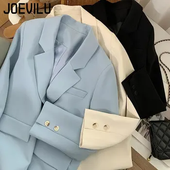 여성용 블레이저 재킷, 투버튼 블레이저, 우아하고 세련된 블루 정장, 숙녀용, 봄 신상품, 한국 스타일, 캐주얼 코트, 여름용 루즈 탑