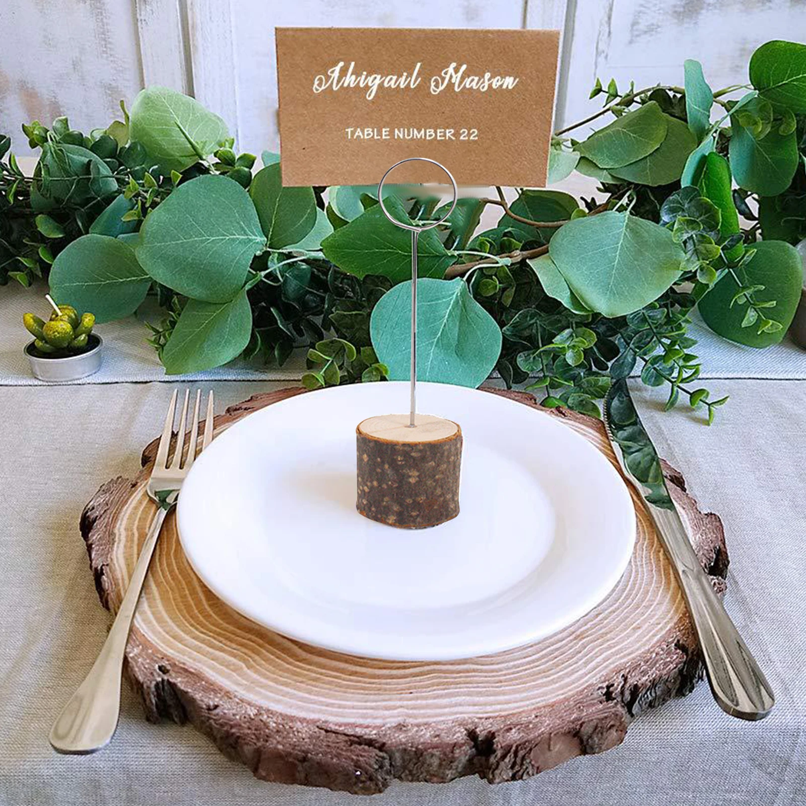 20pcs Rustic Wooden Place Card Holder Party Wedding Table Name Card Holder 