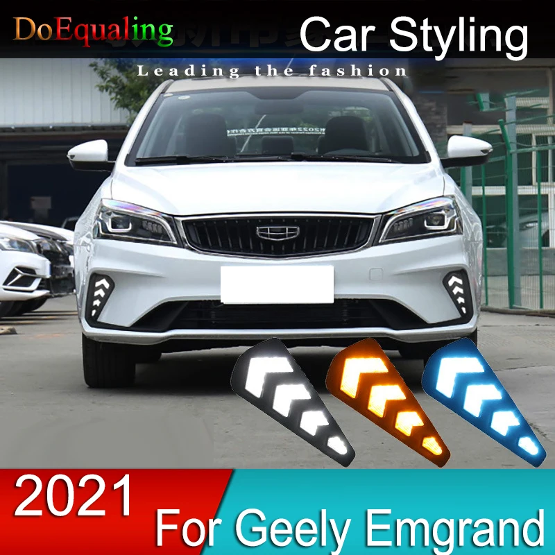

For Geely Emgrand 2021 Car Daytime Running Lights Modified with LED Signal Lamp Dedicated Front Fog Lights Light Accessories