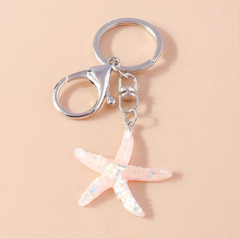 Niedliche Emaille Seestern Muschel Schlüssel anhänger Shinn ing Fischschwanz Anhänger Schlüssel ringe Souvenir Geschenk für Frauen Männer Auto Schlüssel Handtasche Schlüssel anhänger – Detail 14
