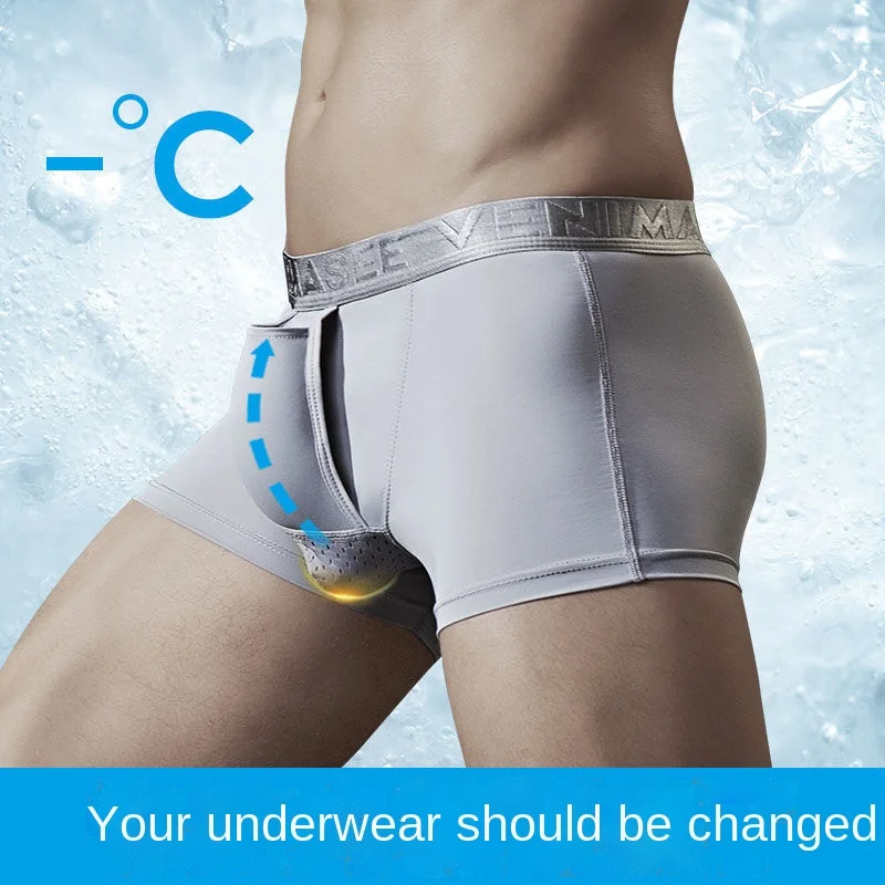 Bullet Separation Boxer Open File Underwear Comfortable Delayed Sex Quadrangle Pants Men's Testicular Pouch Varicose Flat Pants