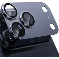 Orange Aluminum Tempered Glass Camera Lens Protector Cover - iPhone 17 Pro (Blue)