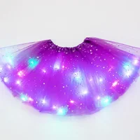 Mini skirt LED Glowing Light Women Tulle Star Skirt Short Tutu Mini Skirt Adult Fancy Ballet Dancewear Party Costume Ball Gown 1