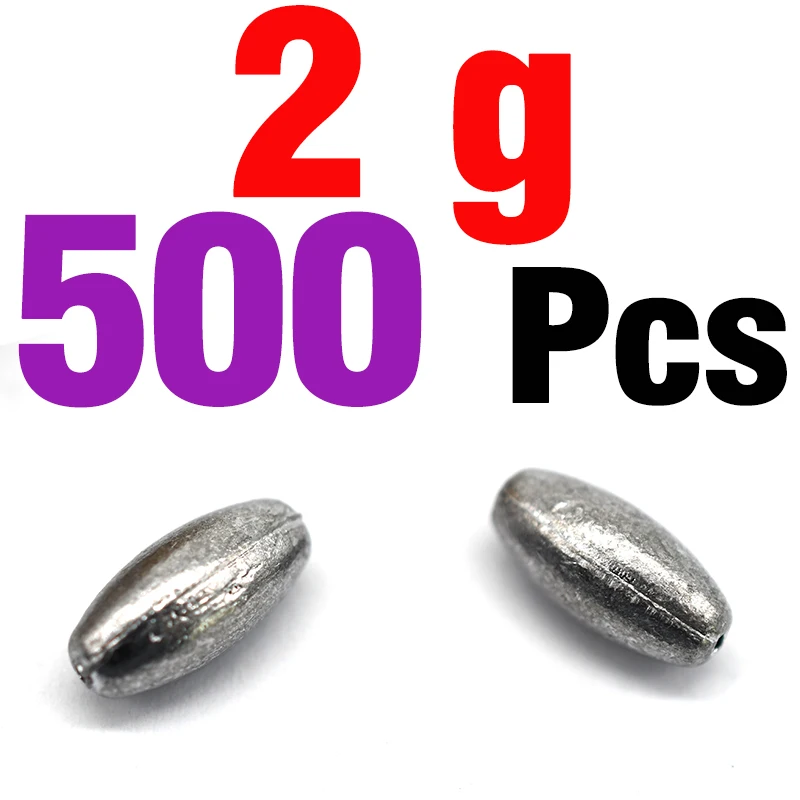 MNFT 500Pcs Olive Shape Lead Sinkers Pure Lead Making Fishing Sinker Weight  0.35g/0.5g/0.6g/1g/2g