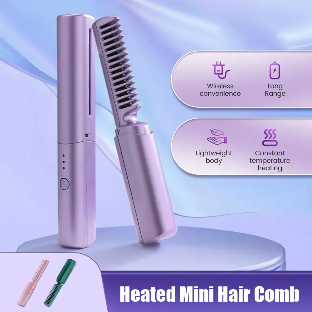 Portable 2 In 1 Hair Straightener Hair Curler USB Charge Straight Hair