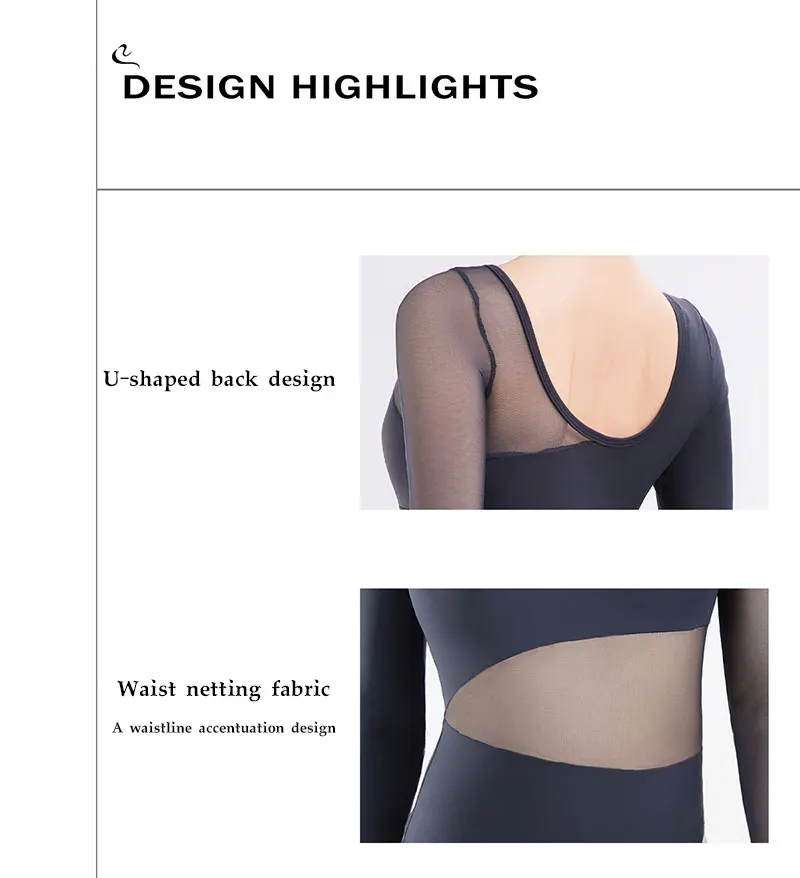 Damen Einschultriges Ballett-Tanzleotard mit Langen Ärmeln und Transparentem Netzstoff für Gymnastik-Wettkämpfe und Fitness-Tanzbekleidung – Detail 6