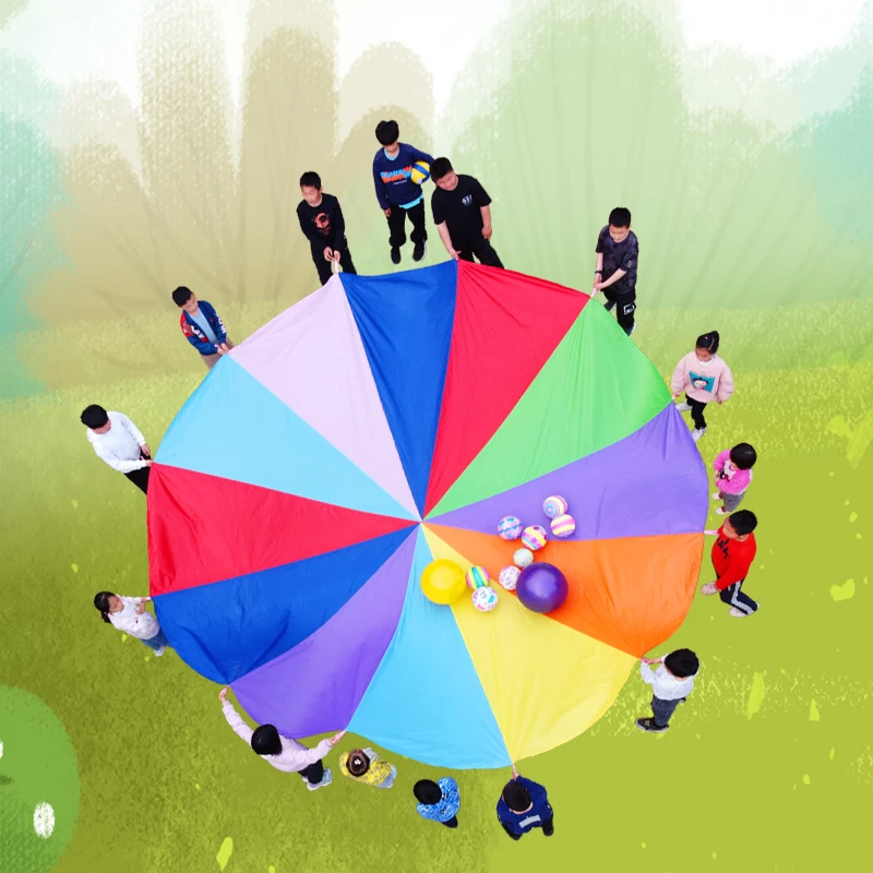 Rainbow umbrella kindergarten outdoor team building expansion activity game props children's sensory Integration training