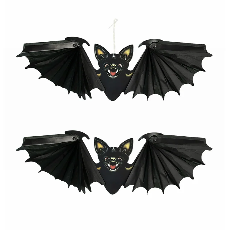 1/2 stücke Halloween Papier Fledermaus hängen Ornamente Requisiten schwarze Fledermaus Anhänger für Halloween Festival Party Bar Spukhaus Dekorationen