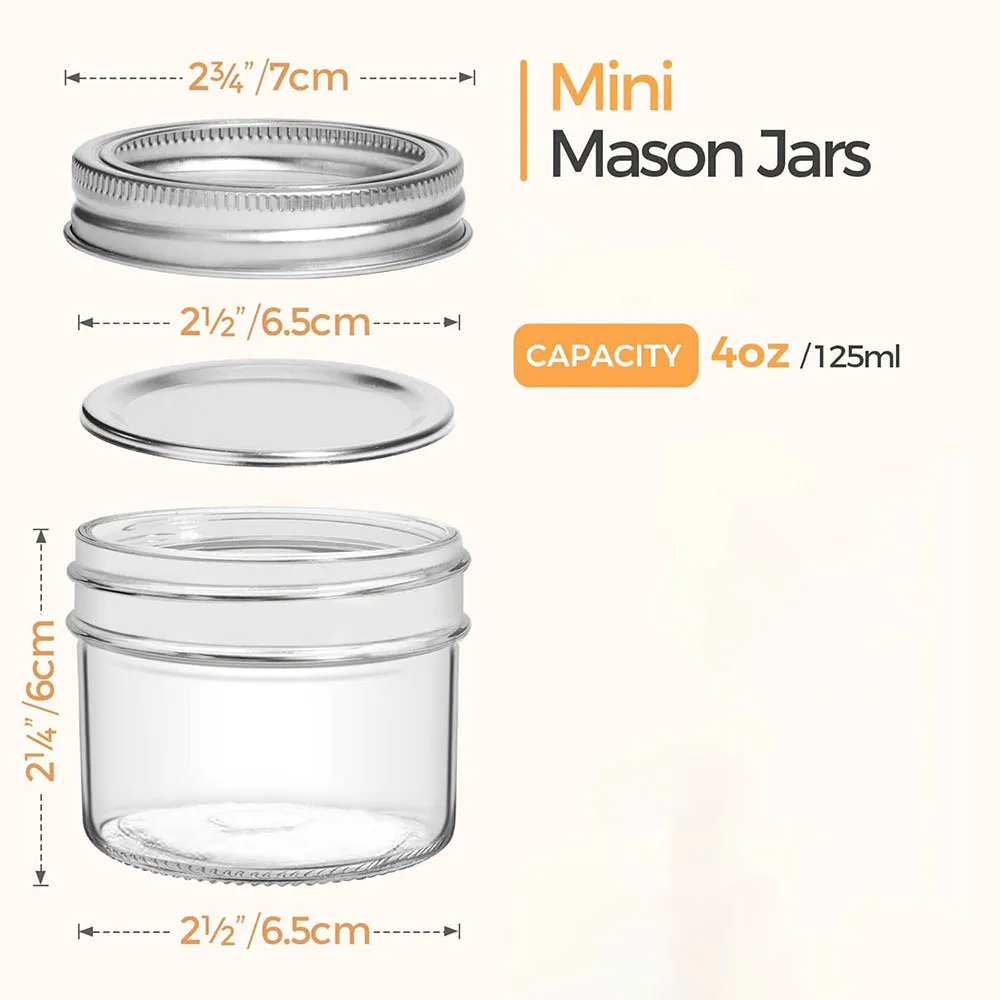 4oz Mini Mason Jars,Regular Mouth Mason Jar with Lids,Small Glass Canning Jar for Spice,Jam,Honey,Jelly,DessertDIY Candles Decor 2