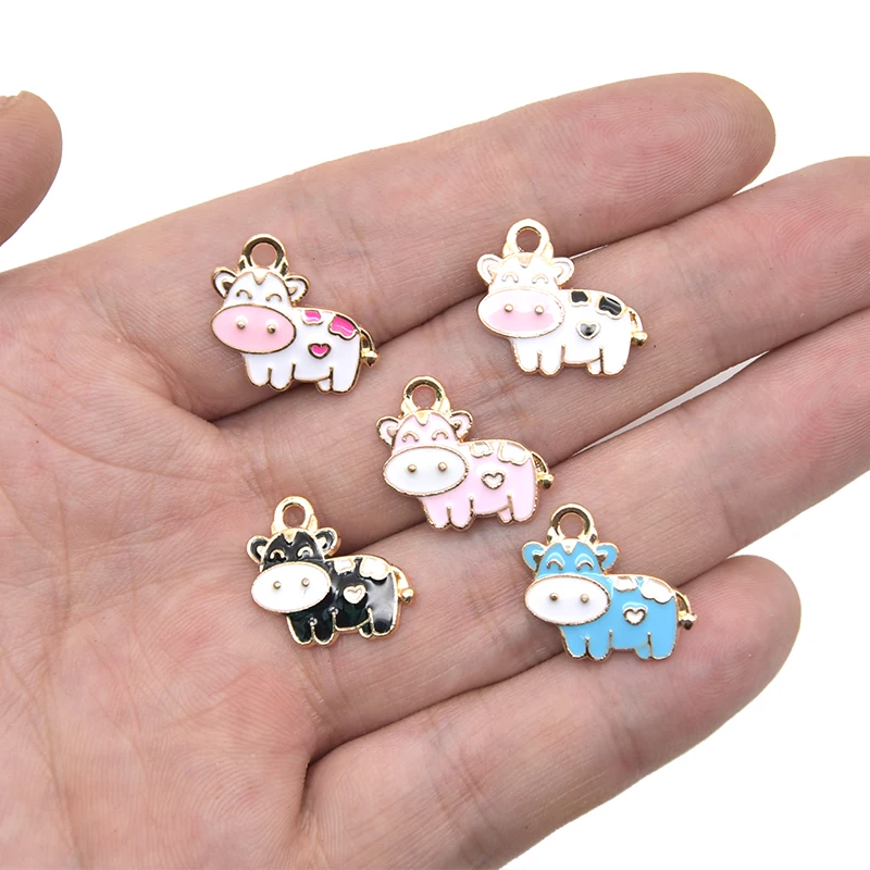 10pcs Colorful Cow Enamel Charms Alloy Metal Cartoon Animals Pendants For  DIY Earrings Necklace Bracelet Jewelry Making Crafts - AliExpress