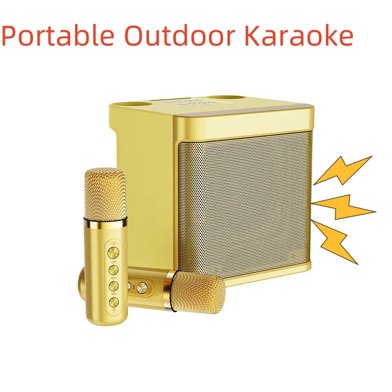 

High Power Portable Karaoke Bluetooth Speaker with Wireless Microphone for Singing Music Rhythm Outdoor Party Box Support AUX/TF