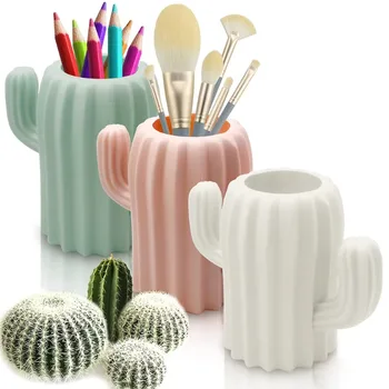 Desktop Organizer Makeup Brush Storage Box Shaver Toothbrush Holder Cosmetic Lipstick Jewelry Cactus Storage Rack Bathroom 2