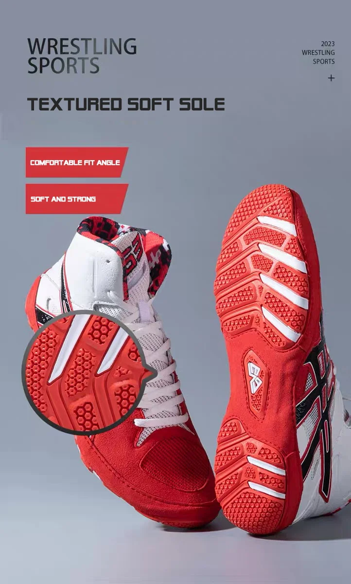 Description Picture 4 of itemProfessional Wrestling Boots Men's Lightweight Fighting Boxing Shoes High Quality Mesh Breathable Boxing Sneakers Size 39-46#