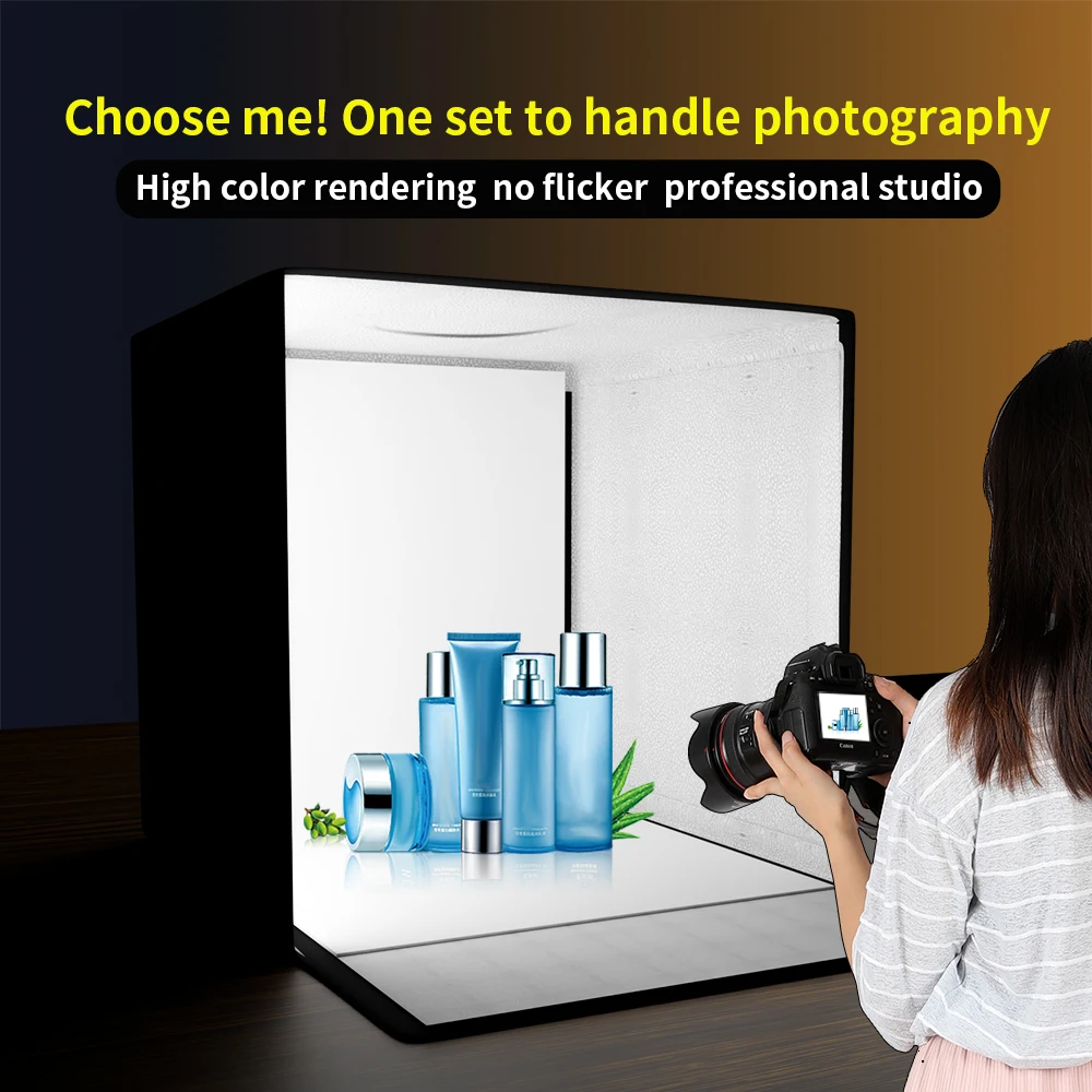 SH 80cm/65cm Lightbox Kits Photo Studio Mini Table Shooting Tent With 5 Colors PVC Background Foldable Dimmable Photography Box