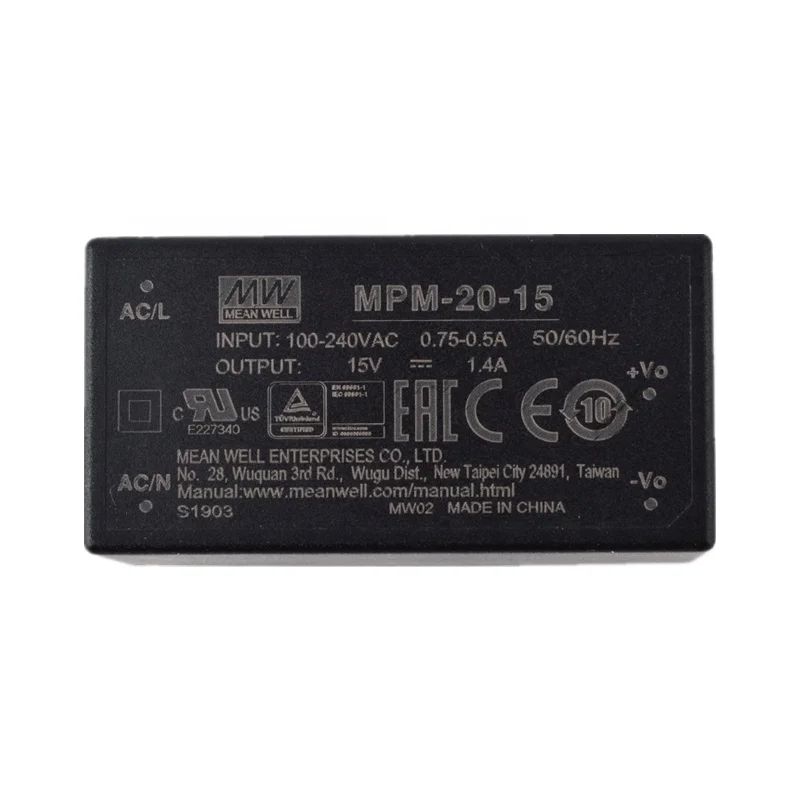 MEAN WELL MPM-20-15 MPM-20-24 Mean Well MPM-20 시리즈, 높은 신뢰성, 녹색 의료 캡슐화 유형 20W