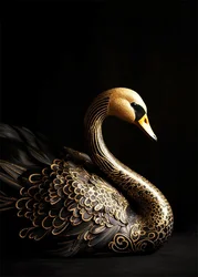 Elegant Wildlife Canvas Art: Nordic-Inspired Black & Gold Animal Series for Sophisticated Living Room Decor (QP10803-23)