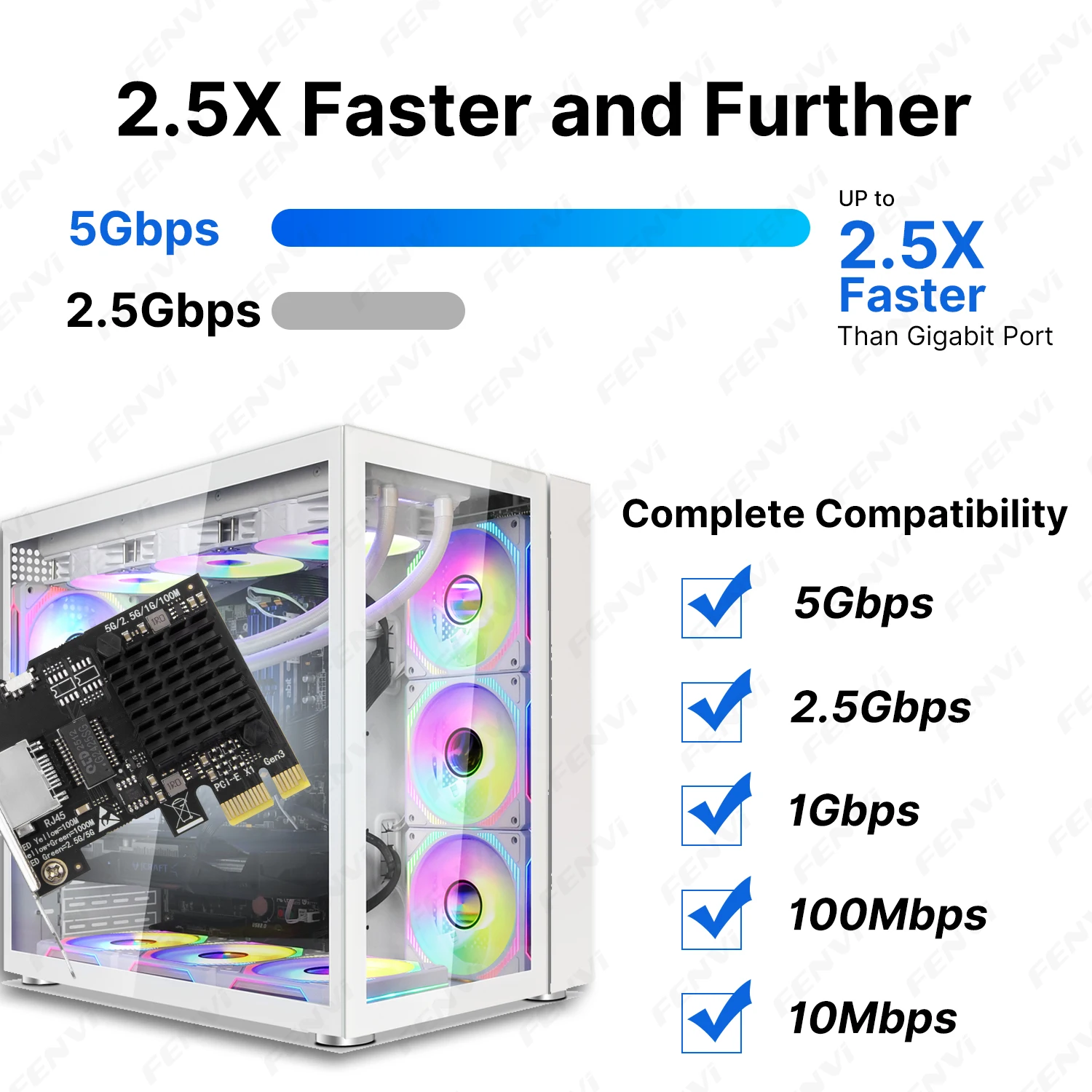 5G PCIE-RJ45 네트워크 카드 RTL8126 10/100/2500/5000Mbps 1Gbps/5Gbps RJ45 인터페이스 Win7/10/11용 기가비트 이더넷 PCI Express