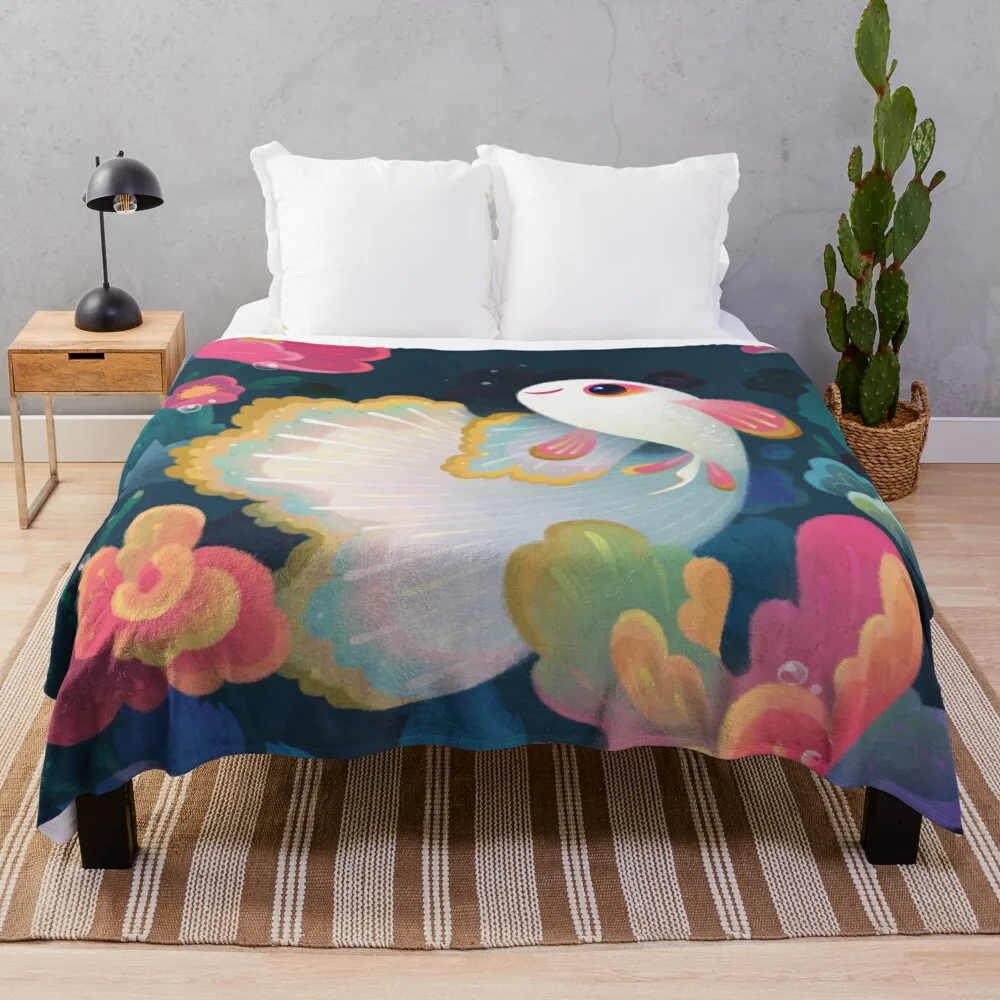 

Flower guppy Throw Blanket Sleeping Bag Bed Loose Custom Blankets
