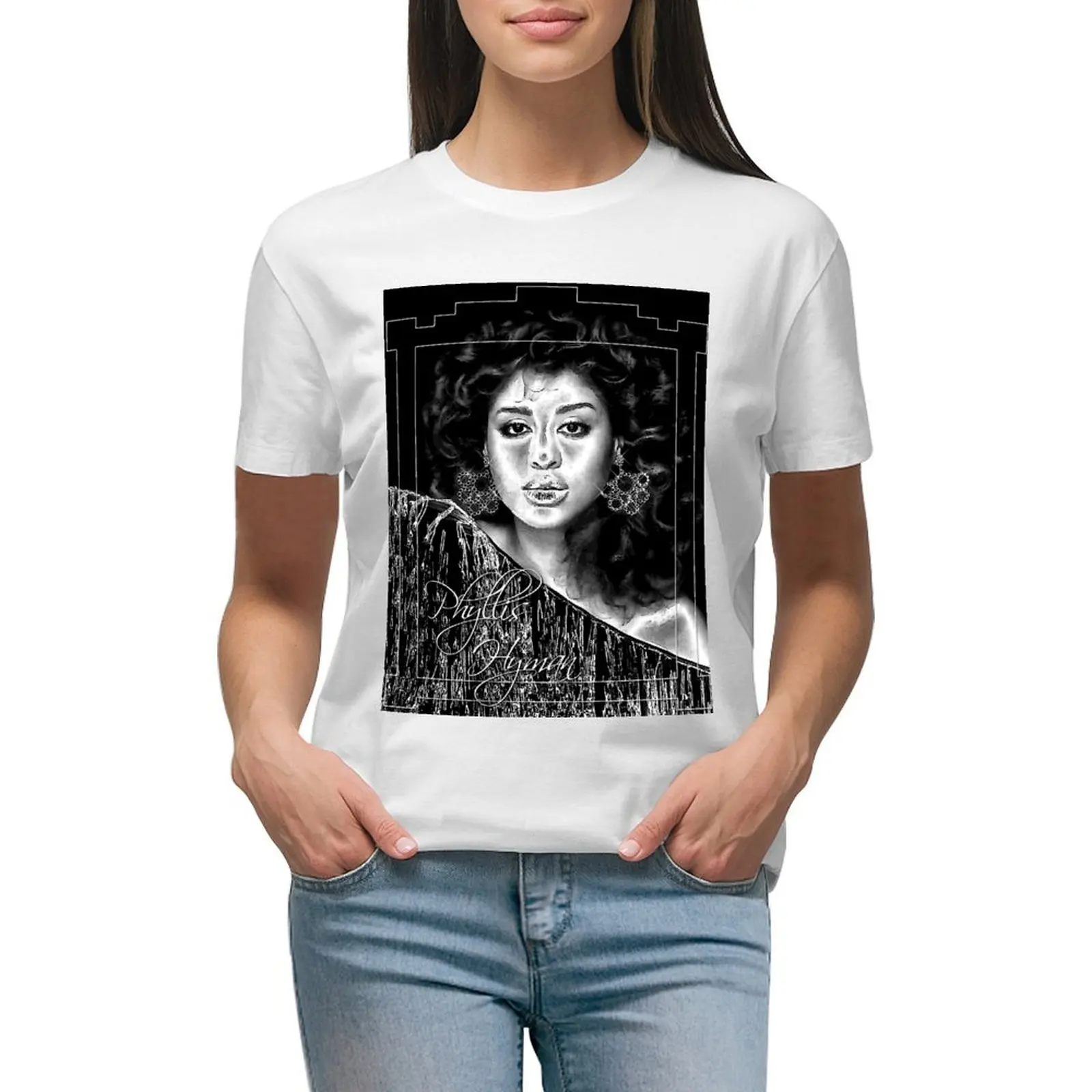

Phyllis Hyman Solarized D-1 Poster T-shirt anime clothes vintage clothes aesthetic clothes workout t shirts for Women