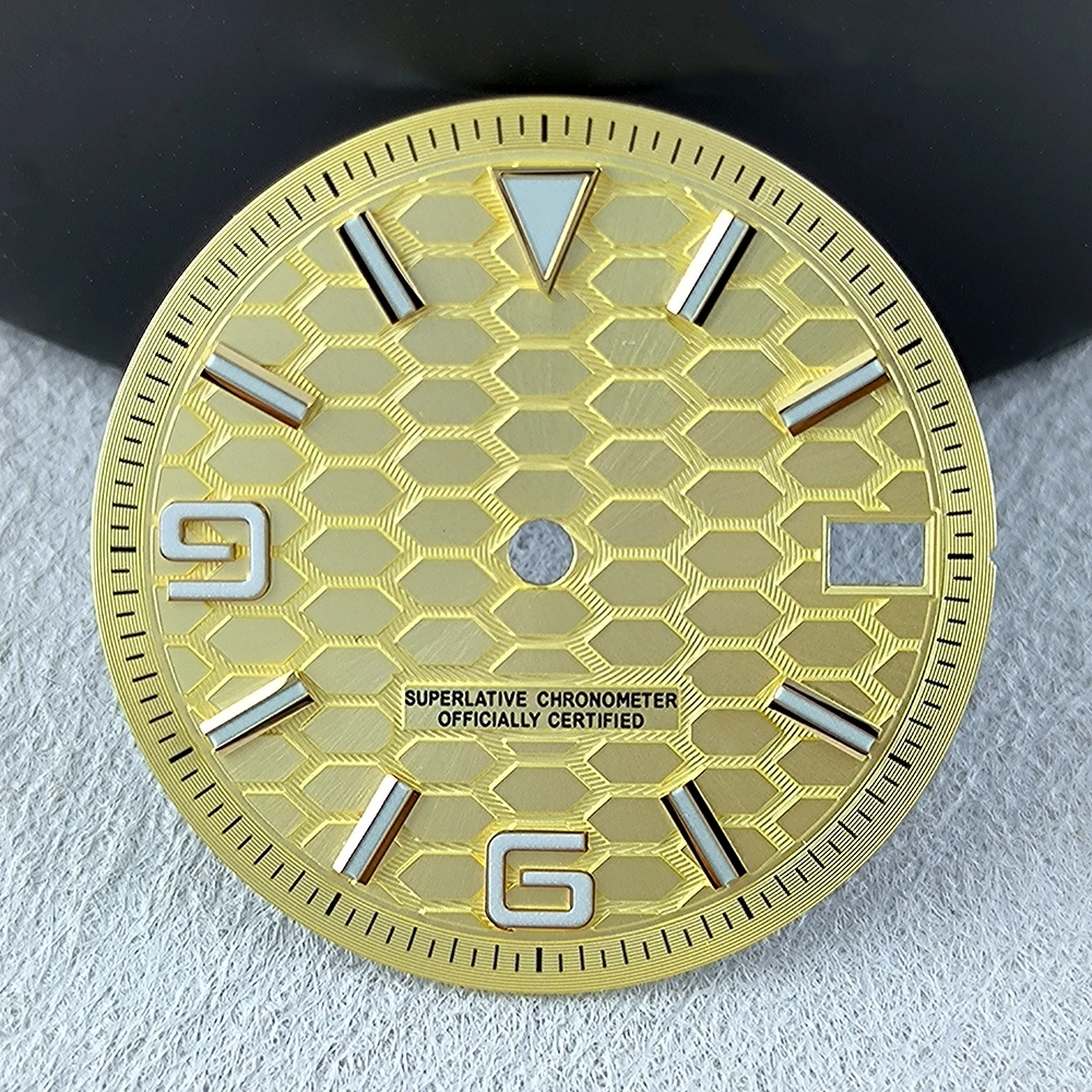 Blue Luminous Watch Dial with Numerals - 28.5mm